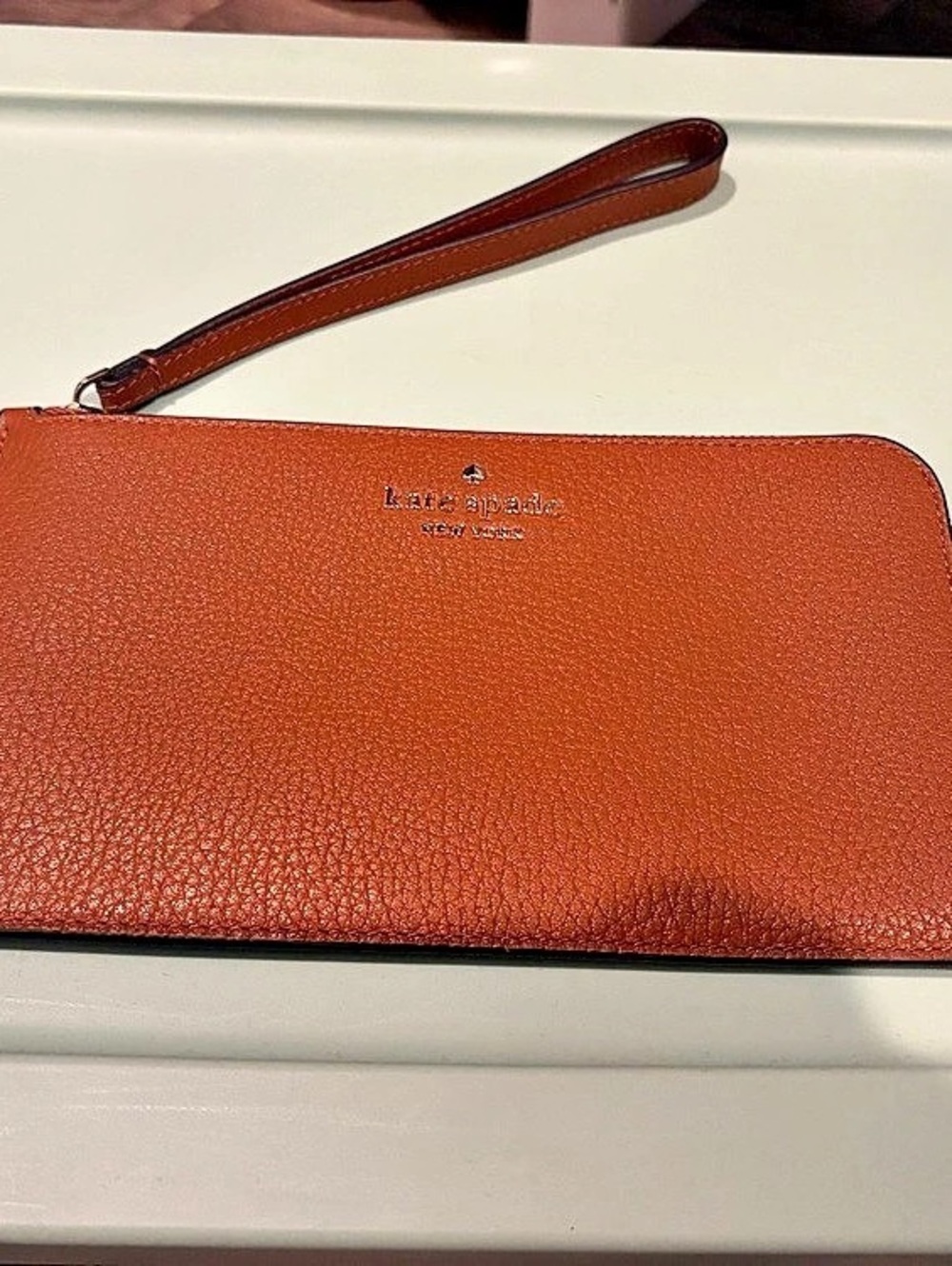 Kate Spade Leather Wristlet in Tan New